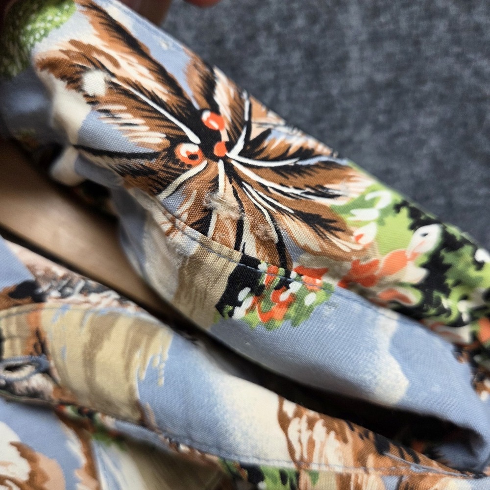 Reyn Spooner Shirt Mens Medium Tailored Fit Aloha Tropical Island Print FLAWS - Picture 6 of 11